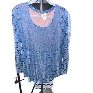 Ivy Jane peasant style babydoll lace swing blouse. Size Large